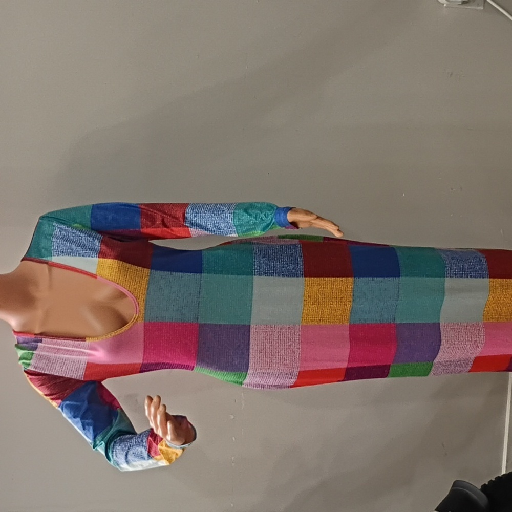 Colorful Patchwork Long Sleeve Dress